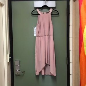 Blush high-low dress.